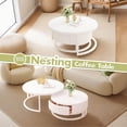 thumbnail image 7 of Round Nesting Coffee Table Set of 2 White Marble Coffee Table with Wood Storage Drawer Modern Circle Coffee Tables for Living Room Center Table Mid Century Coffee Table, 7 of 7