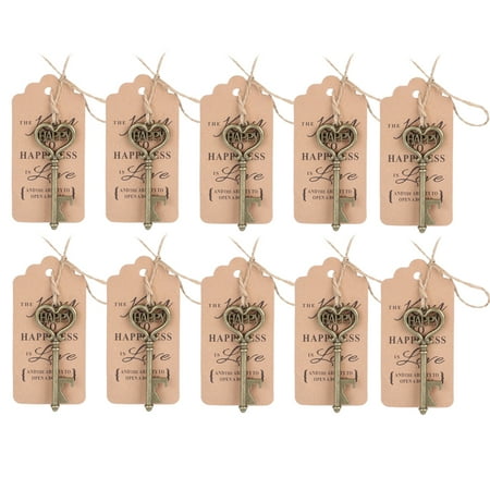 

10pcs Vintage Key Bottle Opener with Tag Card for Guest Gift Birthdays Wedding Party Favors