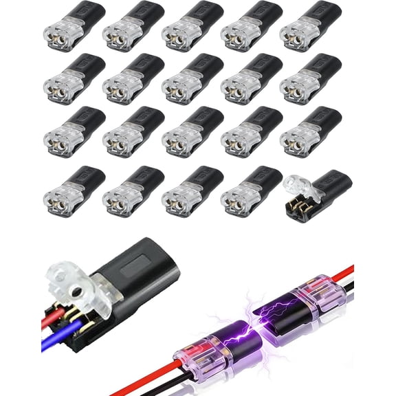 Double-Wire Plug-in Connector Led Light Strip Connectors 2 Pin, Double-wire Plug-in Connector With Locking Buckle, Waterproof Portable Clamp Electrical Connectors Kit for Low-voltage Projects