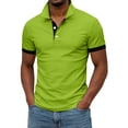 thumbnail image 4 of Yifymode Men's Slim Fit Short Sleeve Polo Shirt, Contrast Collar Button Placket Soft Knit Casual Top Fluorescent Green 3XL, 4 of 4