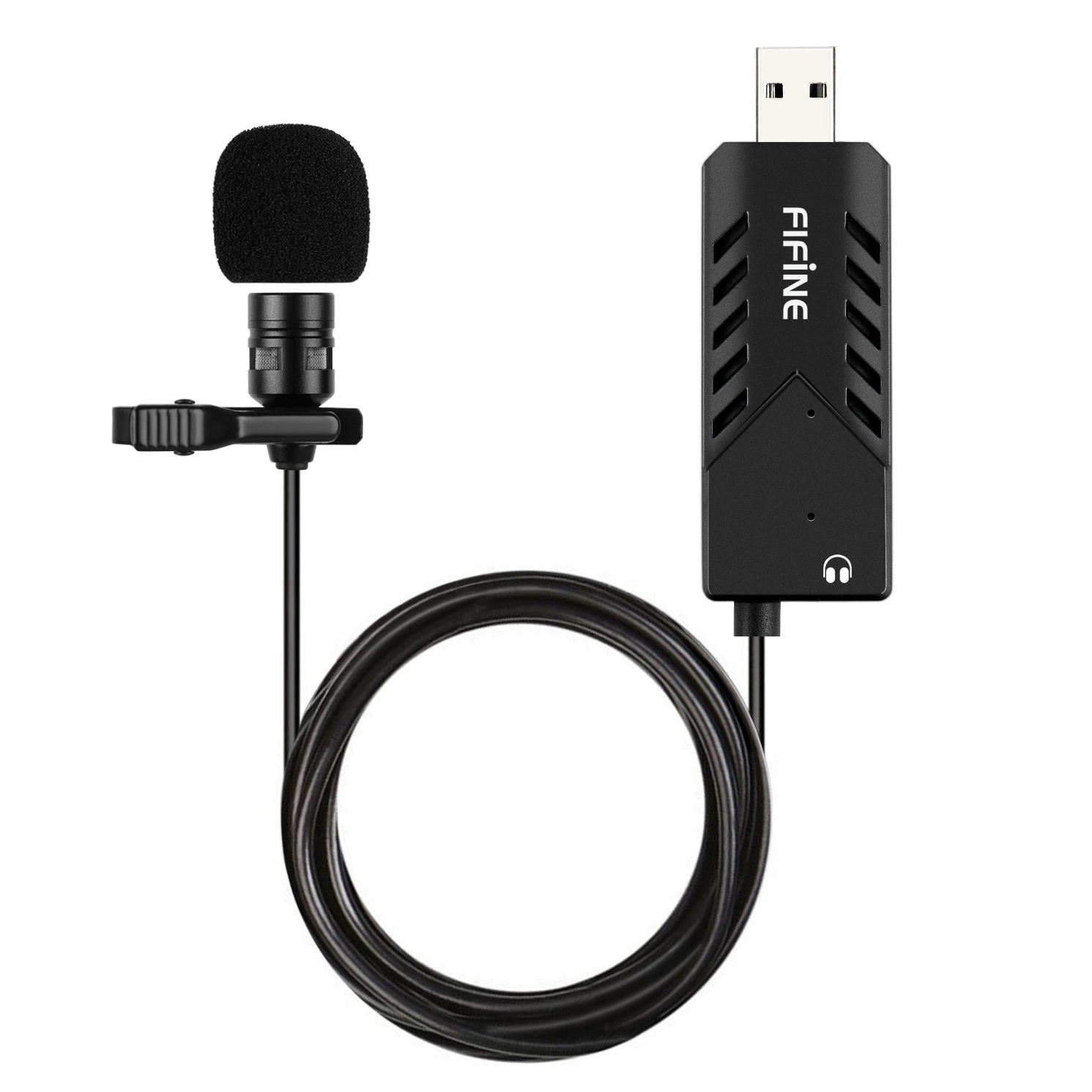 USB Lavalier Lapel Microphone FIFINE Clip on Cardioid Condenser 