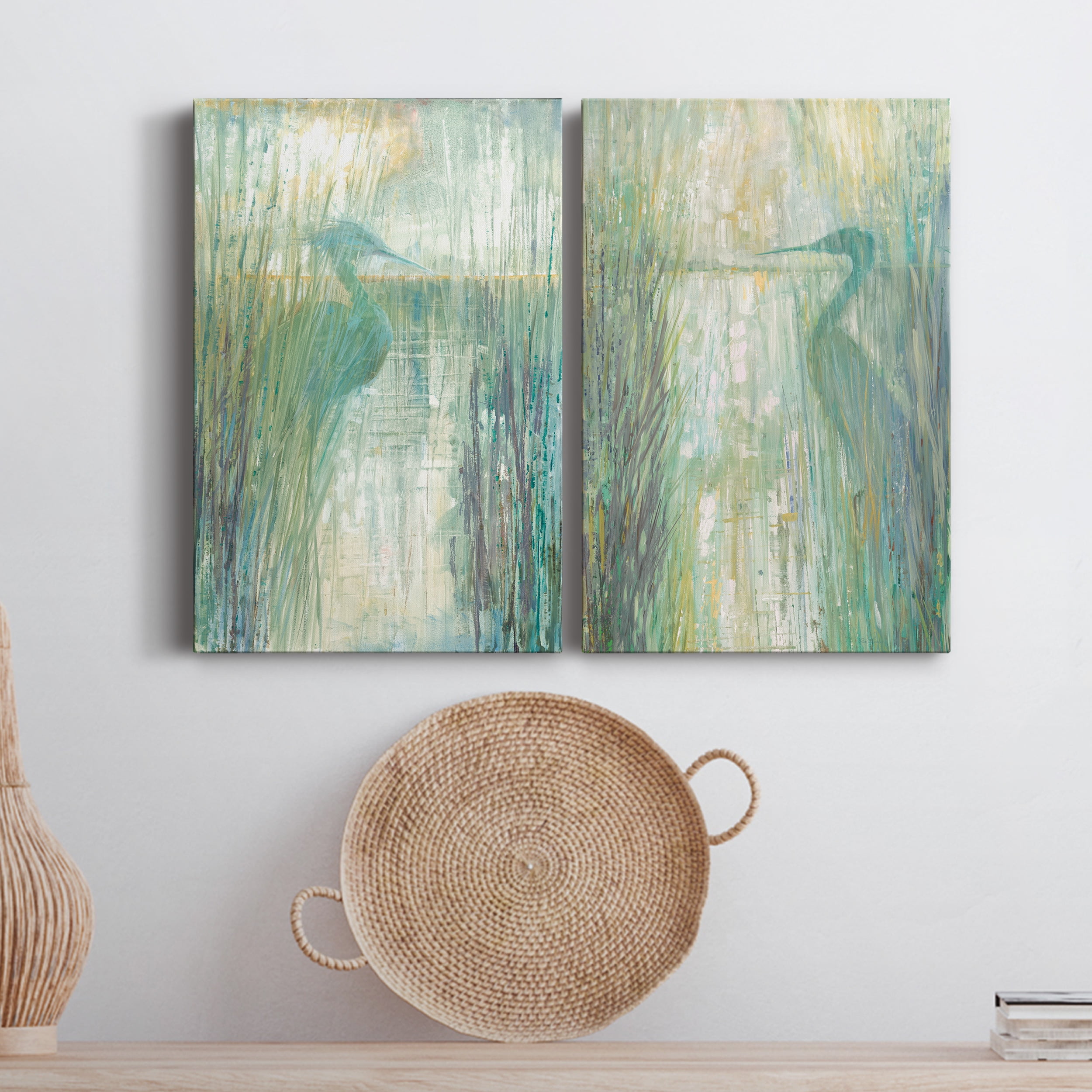 Morning Egret I Premium Gallery Wrapped Canvas - Ready to Hang - Set of 2 - 8 x 12 Each