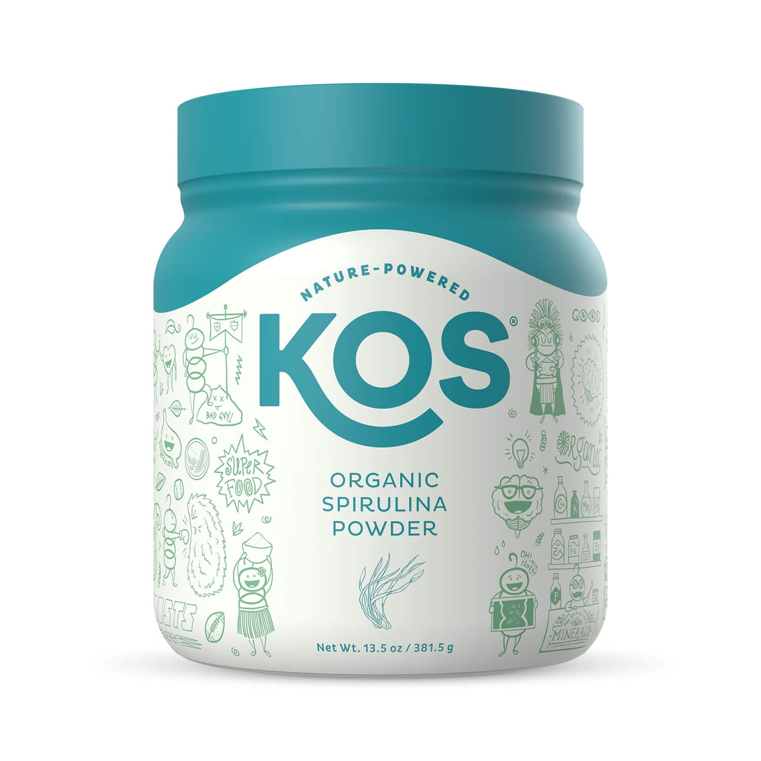 KOS Organic Blue Green Spirulina Powder, Vegan, NonIrradiated, NonGMO