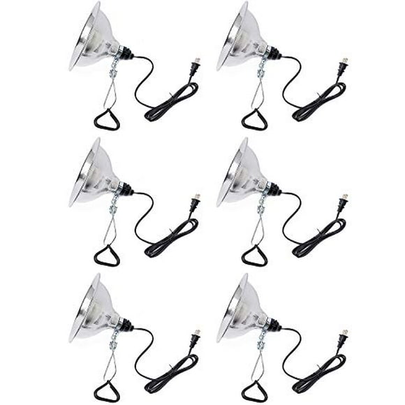 Simple Deluxe Clamp Lamp Light with 8.5 Inch Aluminum Reflector up to 150 Watt E26 Socket (no Bulb Included) 6 Feet 18/2 SPT-2 Cord,Silver,6 Pack
