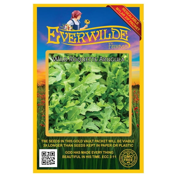 Everwilde Farms - 200 Roquette Arugula Herb Seeds - Gold Vault Seed Packet