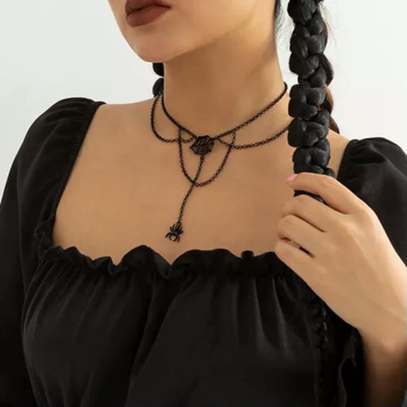 HOOUN Black Lace Choker Necklace Collar Bib Gothic Punk Cross Victorian Steampunk Gift-5284
