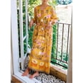 thumbnail image 6 of Vintage Chic Fashion Bohemian Women Floral Print Flare Sleeve Maxi Dresses Ladies Ruffles Holiday Boho Dress Vestidos Robe, 6 of 6