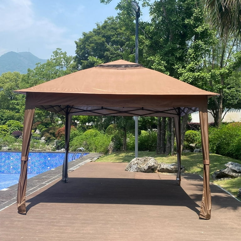 SESSLIFE Outdoor Canopy Gazebo, 10ft x 13ft Double Roof
