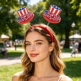 thumbnail image 5 of Homellea 4th of July Patriotic Headband, 9.64 Inch Red White Blue Star Hair Hoop with 250 Year Anniversary Ribbon Streamers for Independence Day, Memorial Day, Parade and Party Decor, 5 of 6