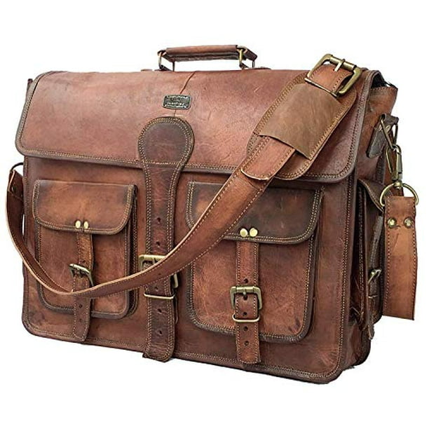 Dhk 18 inch vintage handmade leather messenger bag for laptop briefcase best computer satchel school distressed bag hotsell