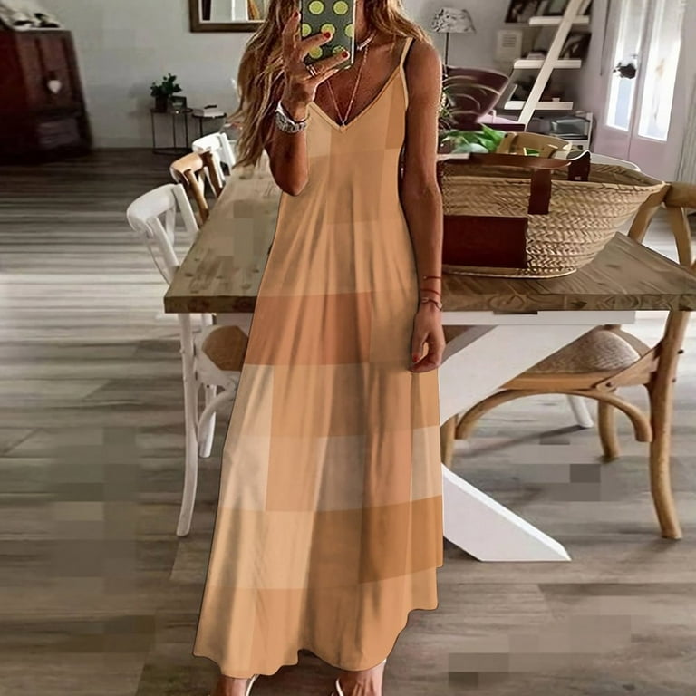 New Nude Simian Sleeveless Dress Summer dresses for women Women's summer  long dress women's evening - Walmart.com