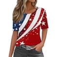 thumbnail image 2 of YLHFASHION T-Shirts Graphiques pour Femmes 4 Juillet Col Rond 2025 Drapeau Américain Manches Courtes Chemise d'Été pour l'Indépendance Rabais de 50 % Liquidation T-shirt à Manches Courtes pour Femme, 2 of 5