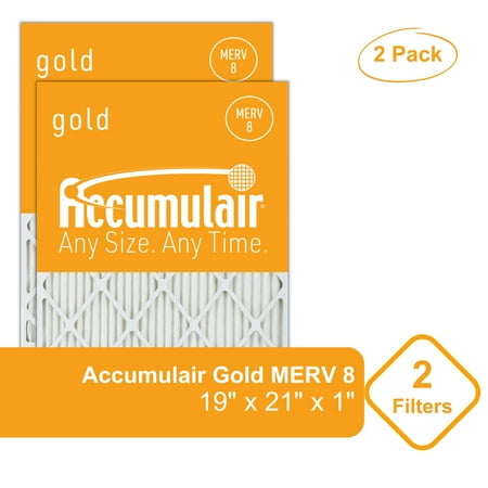 

19x21x1 (18.5 x 20.5) Accumulair Gold 1-Inch Filter (MERV 8) (2 Pack)