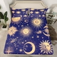 thumbnail image 3 of Feelyou Hippie Sun Moon Twin Sheet Sets, Mystic Western Constellation Twin Fitted Sheet, Bohemian Stars Print Flat Sheet, Microfiber Bedroom Decor, 3-Piece, 3 of 8