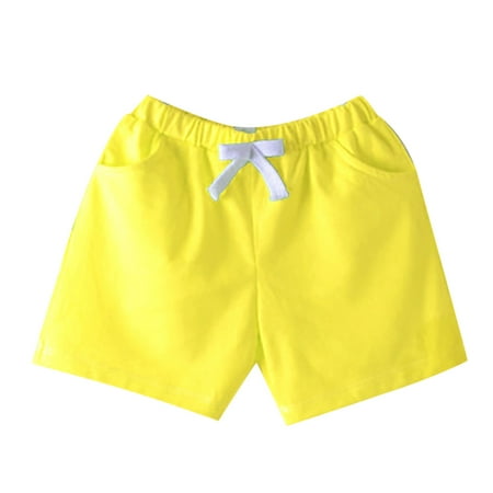 

JAHH Children s Candy Colored Colored Cotton Shorts Sports Pantses Spring Summer Elastic Waist Comfortable Casual Student Kindergarten Boys and Girls Quick Dry Solid Boardshorts (5-6 Years Yellow)