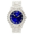thumbnail image 4 of Fully Iced Mens Big Rocks Bezel Color Dial with Roman Numerals, Cuban Chain Bracelet, Cuban Necklace, Tennis Chain & Ring - ST10327CRNT (Blue/Silver - Ring Size 11), 4 of 6