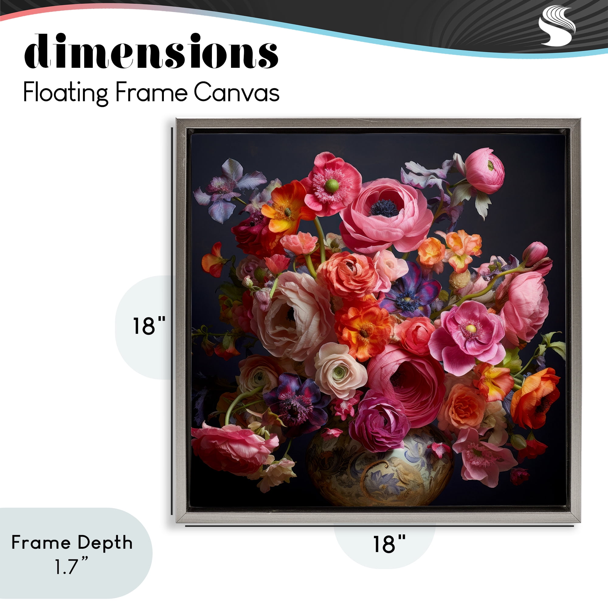 Stupell Industries Harmonious Composition of Florals Gray Framed Floater Canvas Wall Art, design by Lazar Studio