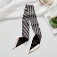 thumbnail image 2 of UJNDER Womens Versatile Striped Silk-like Scarf Lightweight Neckwear and Long Flowing Ribbon Tie for Hair and Bag Decoration Neck Scarf for Women,02_Black,One Size, 2 of 3