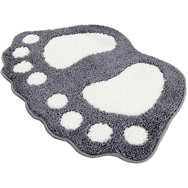 Alfombra de baño, alfombra para puerta, alfombra para baño, alfombrilla antideslizante con forma de pata, absorbente de agua, de secado rápido, lavable, duradera, 40 cm x 60 cm (gris)