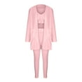 thumbnail image 4 of VBTAPA Womens Fuzzy 3 Piece Outfits Fleece Crop Top Cardigan Pants Pajamas Loungewear Sets Pink XXL, 4 of 8