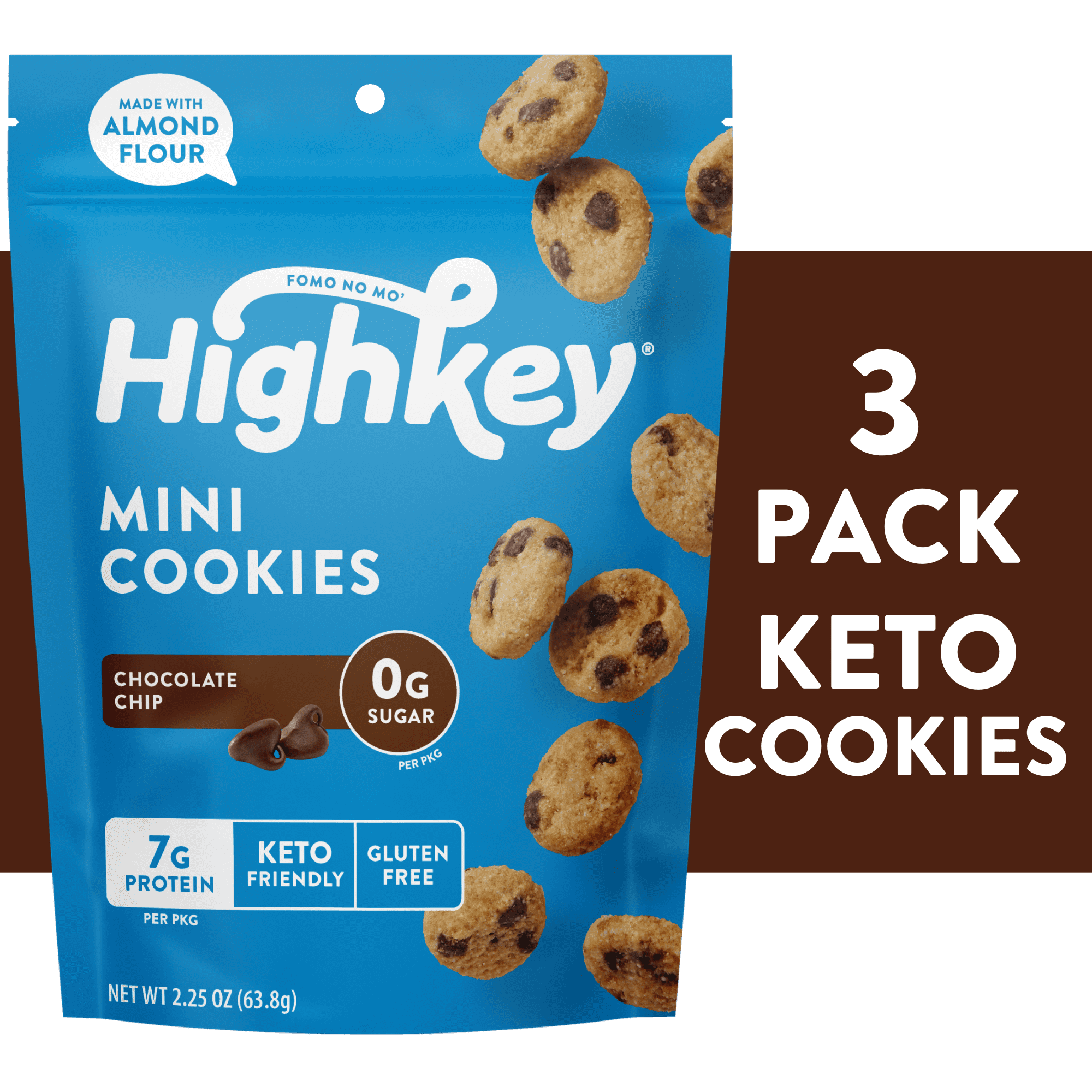 HighKey Sugar Free Chocolate Chip Cookies - 3 Pack Keto Snacks Gluten ...