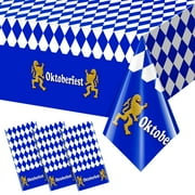 3 Pack Bavarian CORNET Oktoberfest Party Tablecloth Decorations, Plastic Blue and White Bavarian Flag Check Table Cover, Background for Oktoberfest Party Decorations and Supplies, 54×108 Inches