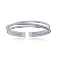 thumbnail image 1 of iJewelry2 Sterling Silver Interlaced Triple Wire Bonded with Platinum Bangle Bracelet, 1 of 4
