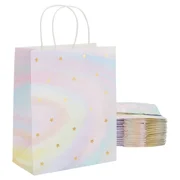 24 Pack Medium Pastel Tie Dye Paper Gift Bags w/ Handle for Birthday Party 10x8"
