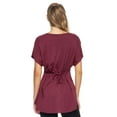 thumbnail image 3 of Expert Brand USA-Made Women's MoCA Cotton Blend Cinch Back Tie Tunic, Maroon, 2XL, 3 of 8