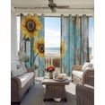 thumbnail image 6 of Summer Sunflower Blackout Curtains for Bedroom Living Room Darkening Curtains 54 Inch Long Blue Wood Grain Farmhouse Country Short Curtain for Small Window Treatment Grommet Drapes 52"x54"x2, 6 of 9