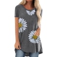 thumbnail image 2 of Pompotops Femmes Mode Imprimé Col Rond Manches Courtes T-shirt Tops Casual Ample Chemisier, 2 of 4