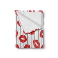 thumbnail image 2 of Glamour Soft Flannel Fleece Throw Blanket, Woman Lips Behind the Bars Female Love Romance Valentines Day Print, Cozy Plush for Indoor and Outdoor Use, 60" x 80", Scarlet White and Grey, by Ambesonne, 2 of 6
