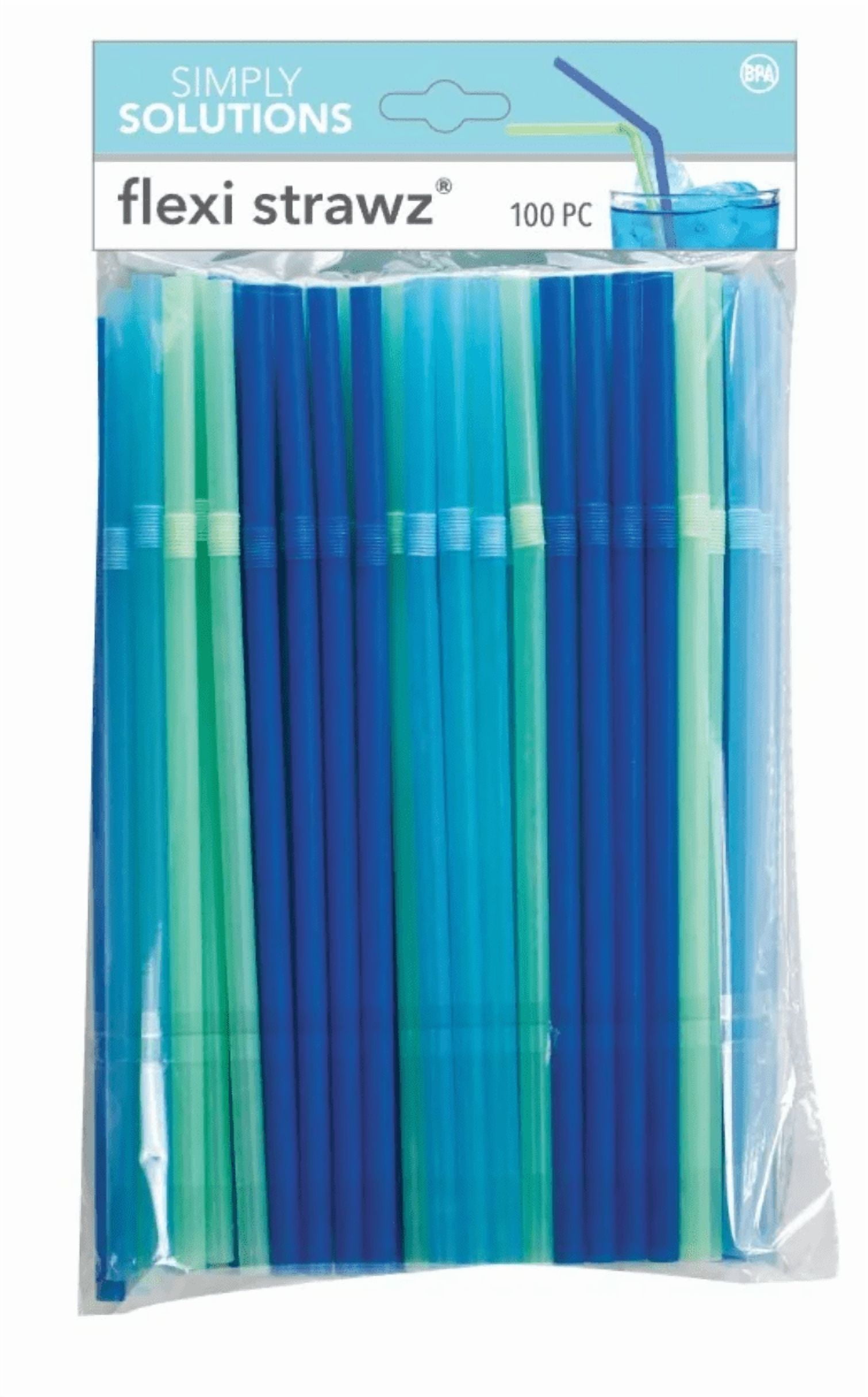 (4 pack) Evri Blue Green Flexi Straws