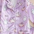 thumbnail image 4 of mgoYE Halloween Pajamas Set Toddler Baby Girl Pumpkin Pjs Button Shirt Pants Sleepwear Cute 2Pcs Loungewear(Light Purple,12-18 Months), 4 of 4