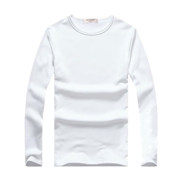 Sonducket Top básico para hombre, ropa interior cálida de manga larga con cuello redondo, Base para clima frío, ropa de Color sólido, Jersey, Camisetas XXL Espesar blanco
