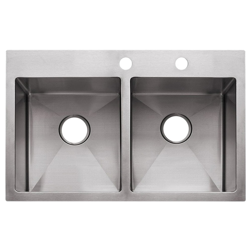Fhp HF33222 Double Bowl Stainless Steel Vector Satin Finish Sink