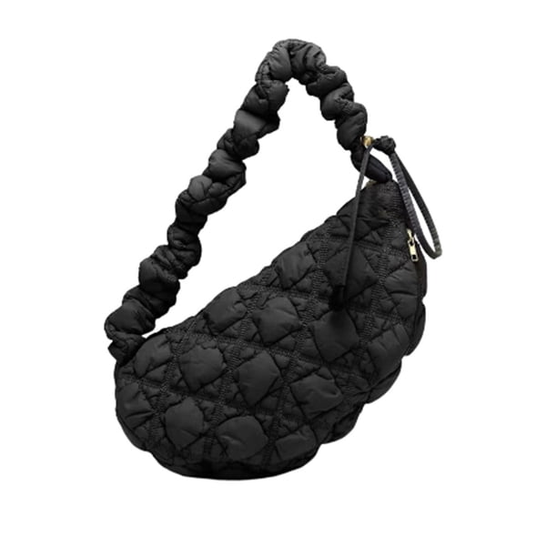 Jumpingount Bolsos de mujer, bolsos de hombro con personalidad informales de ocio de alta capacidad a la moda, bolso cruzado acolchado de invierno Bolsas de mensajero y de hombro Negro Jumpingount AP018253-02