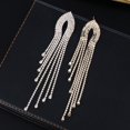 thumbnail image 4 of Strass Silver Earrings with Chains - Sparkling White Rhinestones Silver, 4 of 4