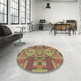 thumbnail image 4 of Ahgly Company Machine Washable Indoor Round Transitional Sienna Brown Area Rugs, 6' Round, 4 of 7
