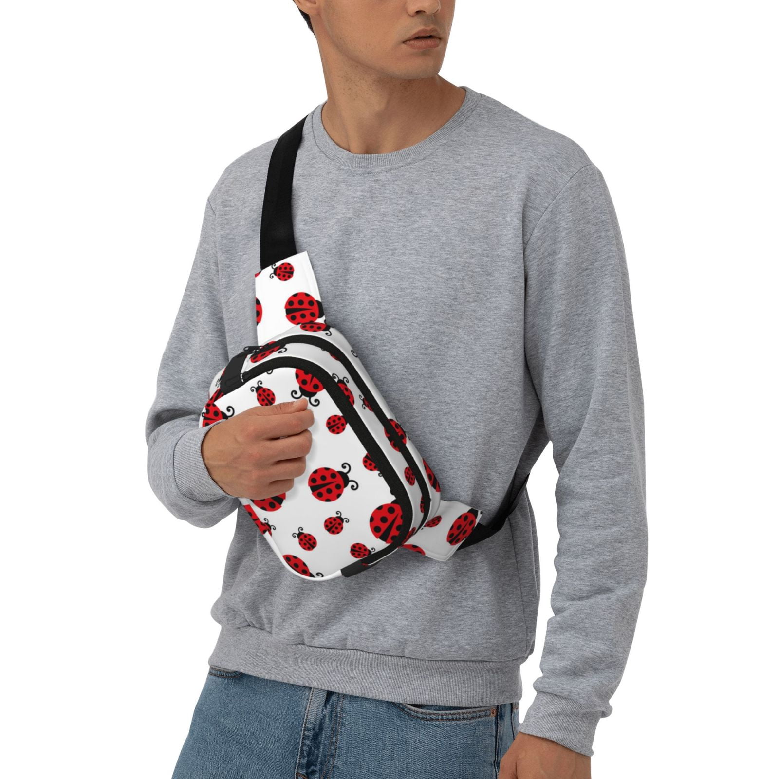 Hirioo Fly Flying Ladybug for Double Layer Waist Bag Adjustable Fanny Pack For Travel Running Hiking