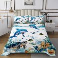 thumbnail image 1 of Erosebridal Blue Dolphin Coverlet Set Twin, Sea Turtle Bedding Set, Ocean Print Decor, 2 Pieces, 1 of 5