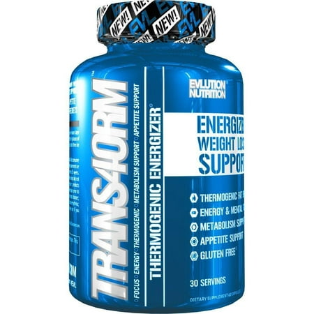 Evlution Nutrition Trans4orm Thermogenic Energizing Fat Burner Weight Loss Pills, Energy and Intense Focus, 30