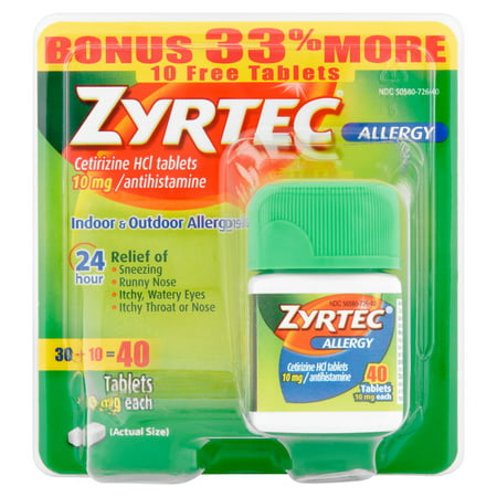 Zyrtec Allergy Tablets, 10 mg, 40 count