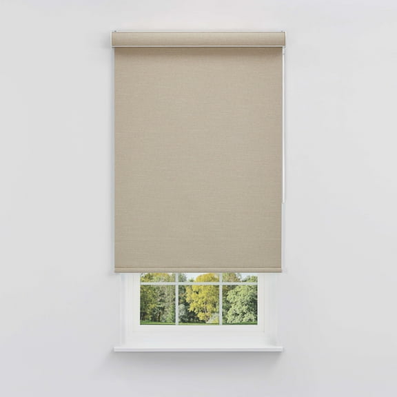 Linen Avenue Cordless Coastal Blackout Cassette Roller Shade with Bloc Wand for Easy Adjustment– UV Protection, Room Darkening–Tan Driftwood 19 W X 66 H (Arrives 1/4" Narrower)