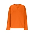 thumbnail image 6 of LEBONYARD Women's Fashion Chic V-Neck Design Solid Colored Pullover Soft Sweatshirts Casual Comfortable Long Sleeve Loose Fit Ladies Daily Tops, 6 of 8