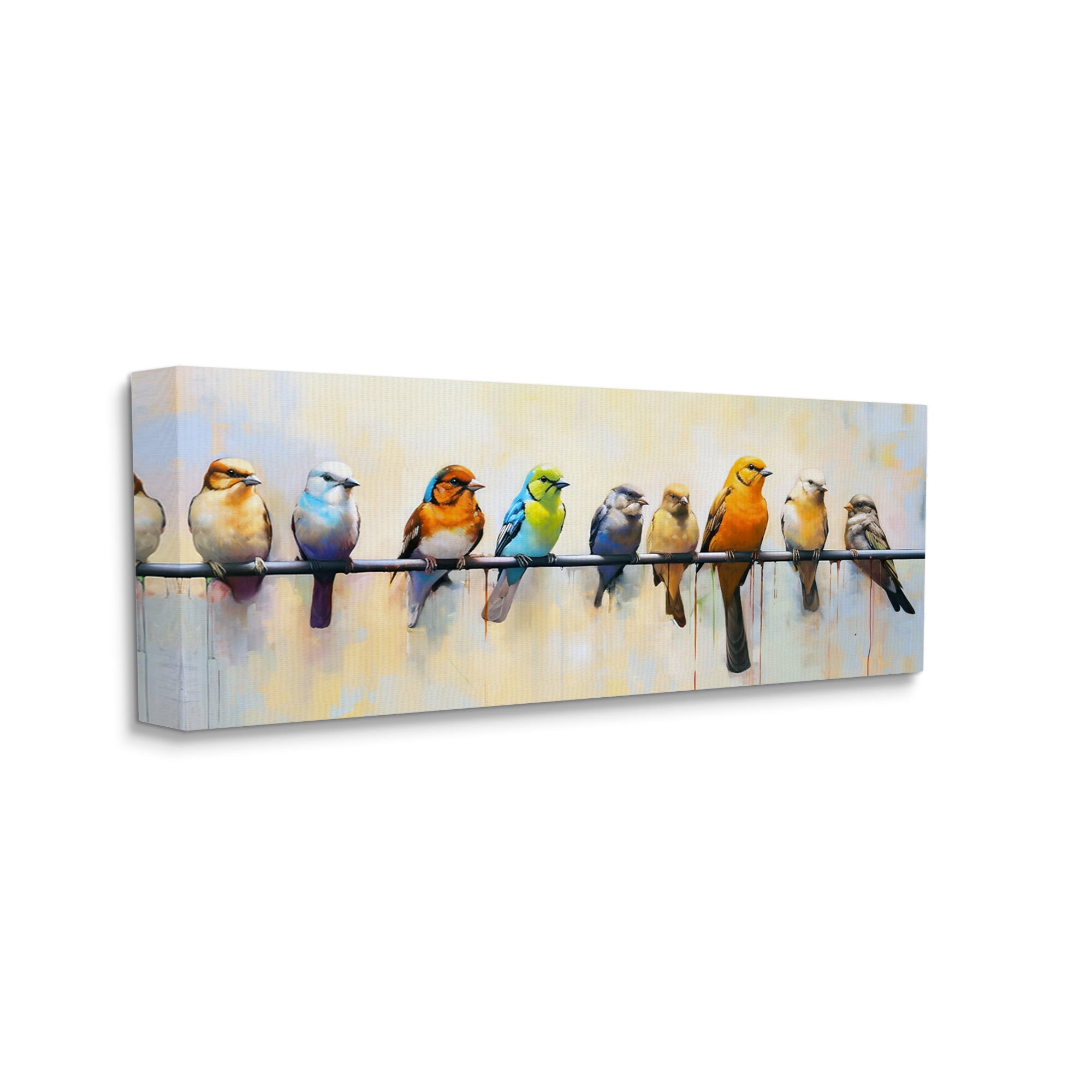 Stupell Industries Modern Birds Perched Animals & Insects Painting Gallery Wrapped Canvas Art Print Wall Art, 40 x 17