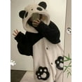 thumbnail image 2 of Cute Cartoon Panda Hooded Reversible Robe for Fall/Winter - Long Sleeve Zipper Pajamas Halloween Gift Costume for Parties & Performances Homewear Dress for Women - Reversible Hooded Home Robe, 2 of 5