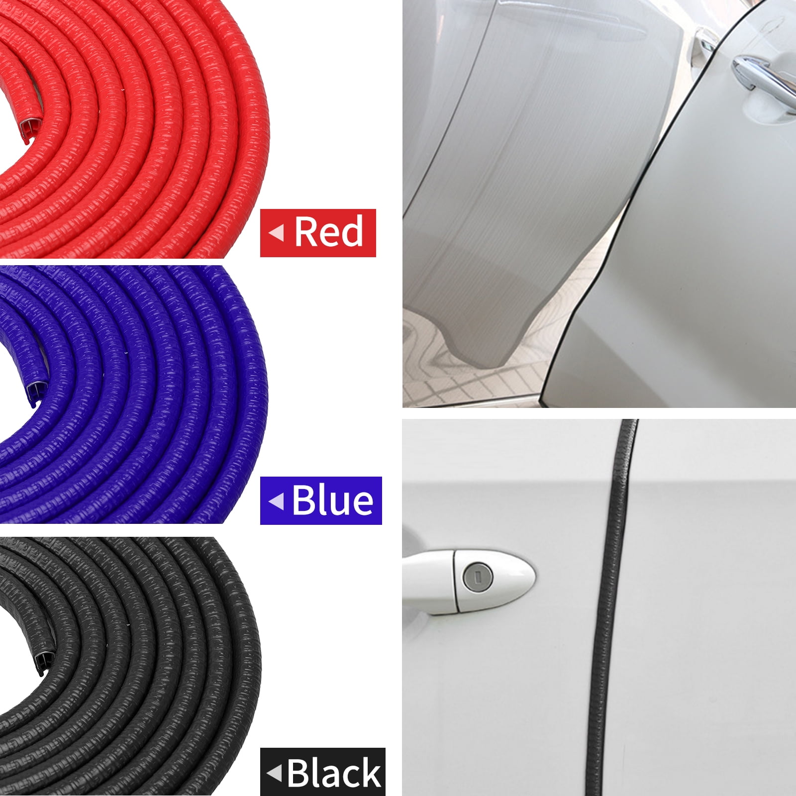 5M Car Door Edge Guards Car Door Protector Rubber U Shape Flexible Car Door Bumper Edge Guard Protection Trim Anti-Collision Rubber Clips Seal Fits for Most Universal Car