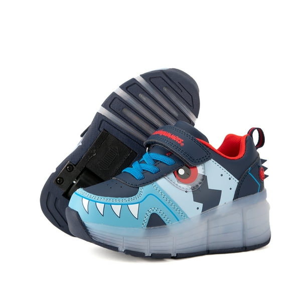 Tenis Niño Patín Retráctil Luces Bubble Gummers Zahir Azul Tiburon