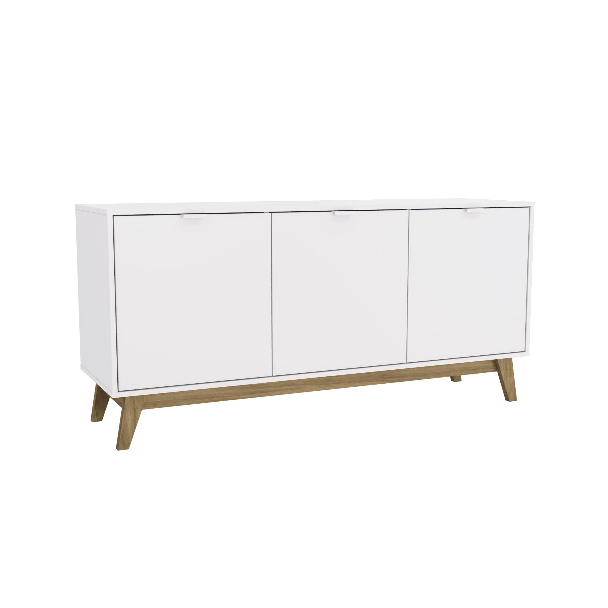 Kappesberg Venice White/Light Brown 59"W Sideboard with 3 Doors and Shelves